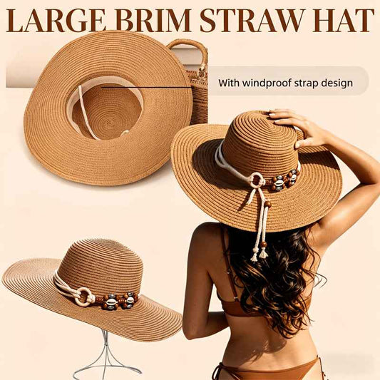 Boho Wide Brim Straw Hat Beach Travel Style