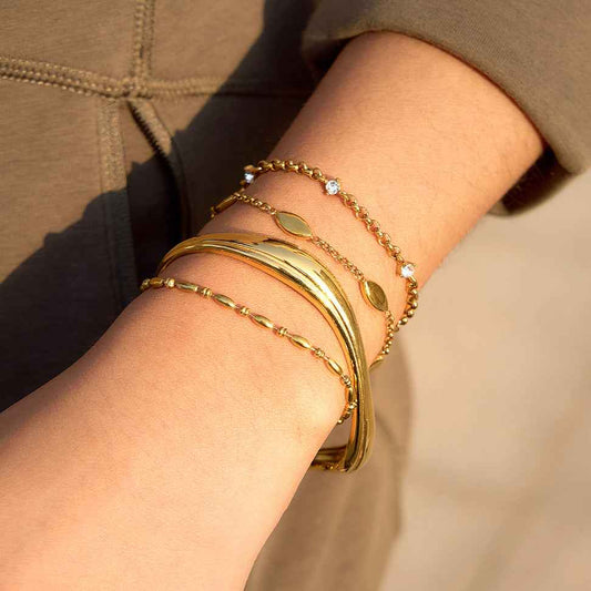 Gold Wave Open Cuff Bracelet Collection