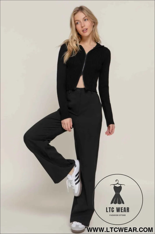 2-way zip closure sweater hoodie cardigan
