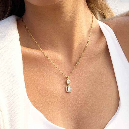 Square Zircon Pendant Necklace Collection