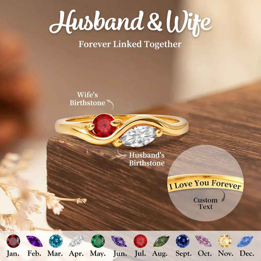 Elegant Wave Birthstone Ring