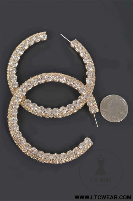 60mm Rhinestone Hoop Earring