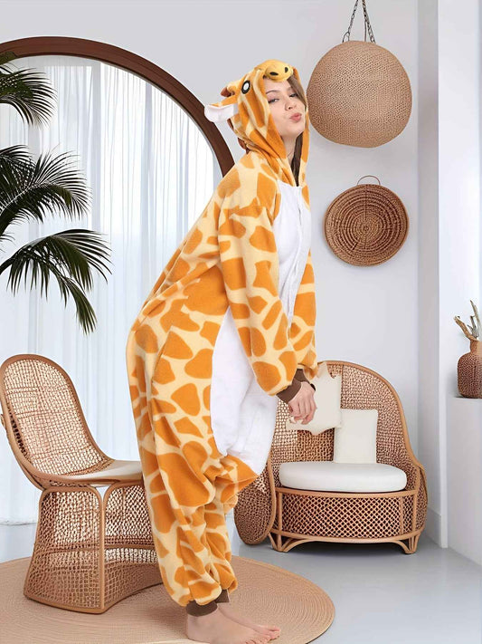 Cozy Giraffe Cartoon Jumpsuit Sleepwear Costume All Seasons