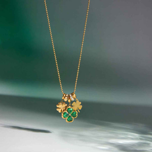 Green Clover Stainless Steel Necklace Collection