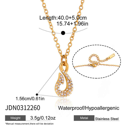 Zircon Fish Hook Necklace and Bracelet Set