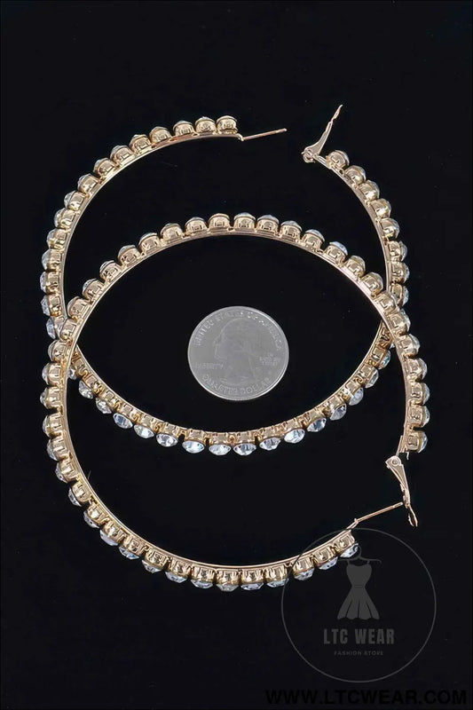 8cm Rhinestone Hoop Earring