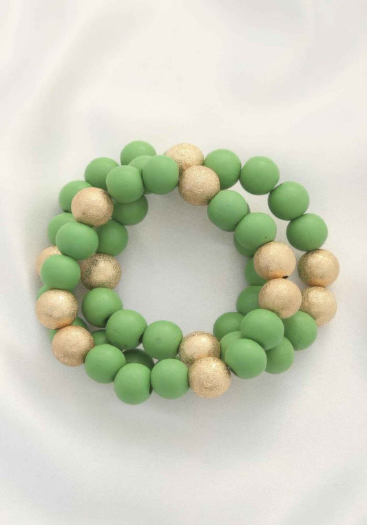 Metal Wood Bead Bracelet