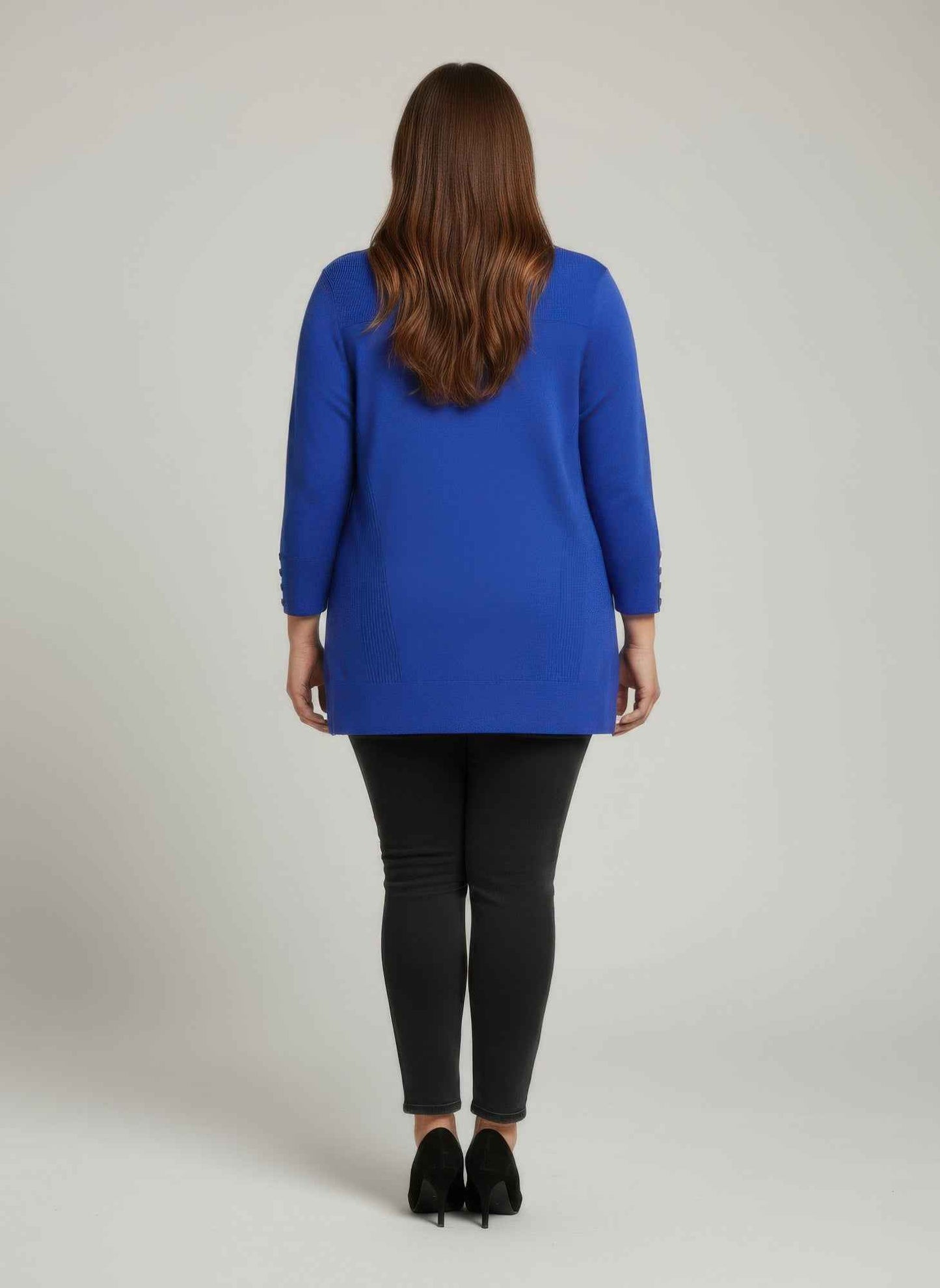 Mocha Button Cuff Ribbed Knit Tunic Top