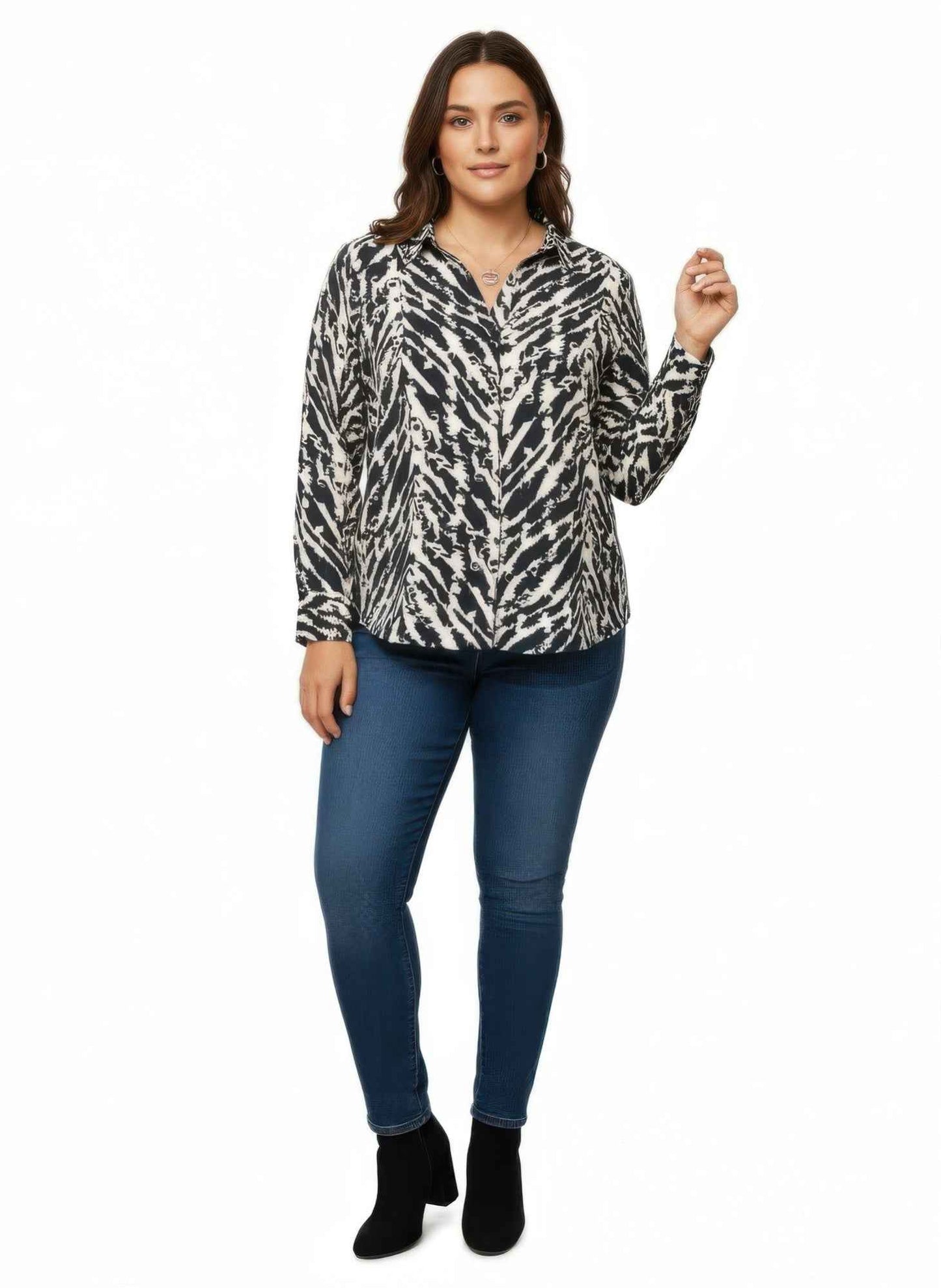 Zebra Print Button-up Shirt