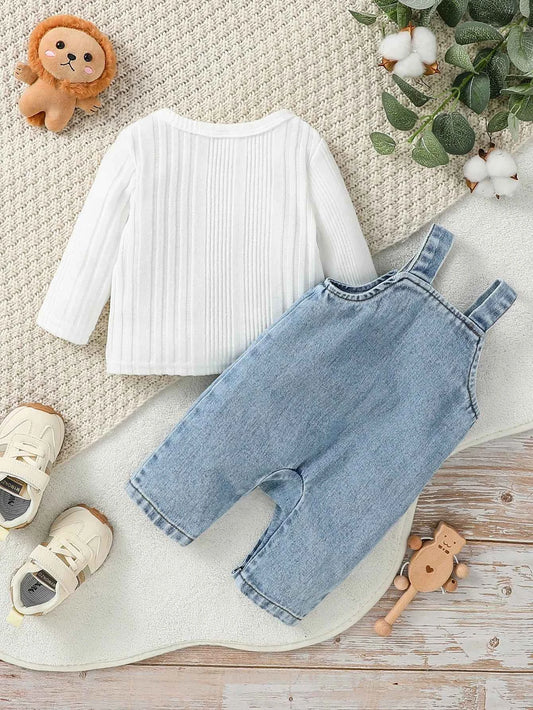 Trendy Baby Long Sleeve Top & Romper Set for All Seasons