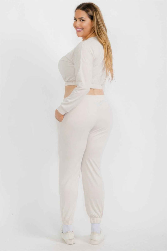 Plus Size French Terry Pullover & Joggers Set