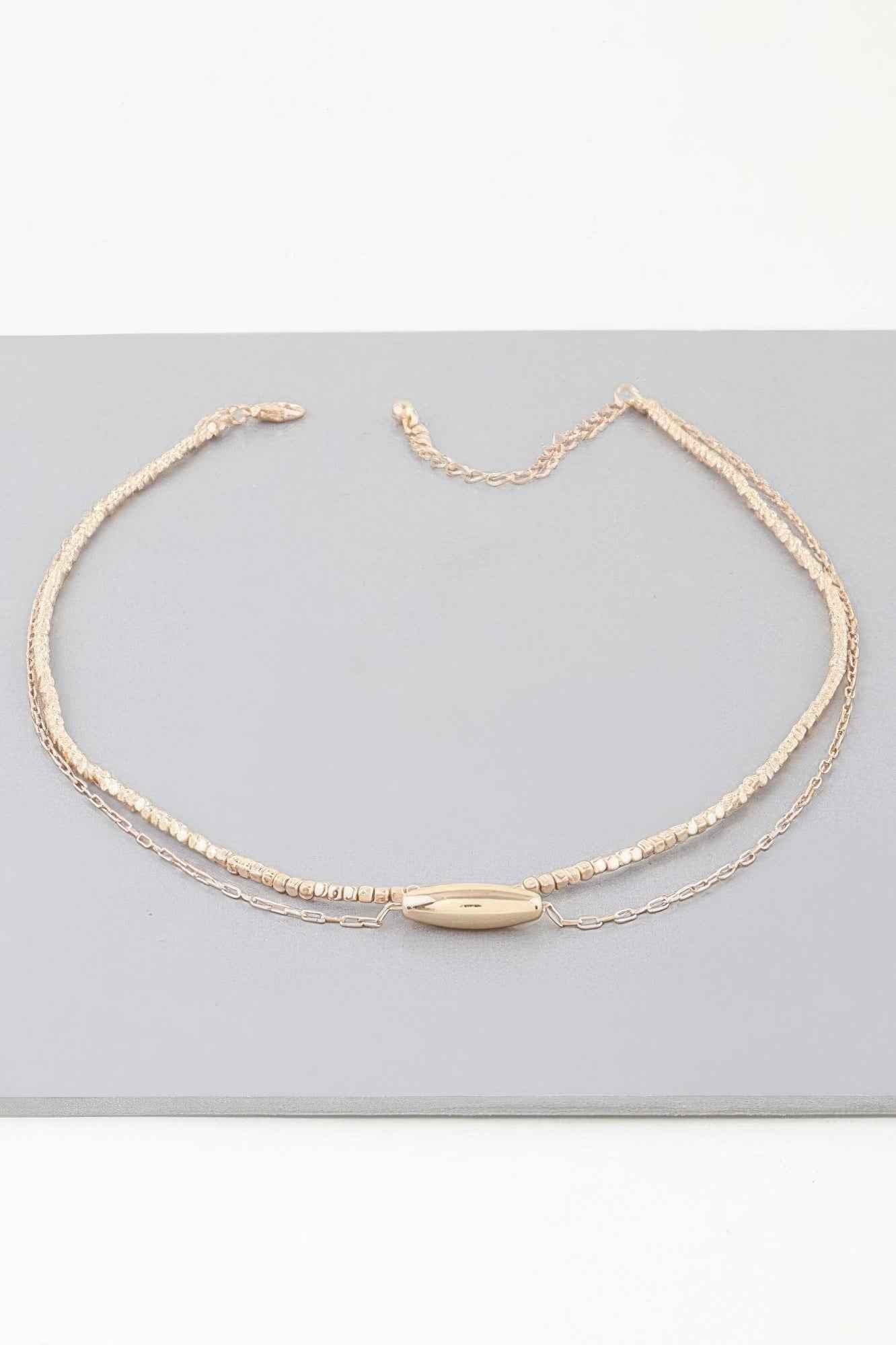 Double Cube Beaded Oval Chain Necklace