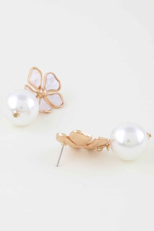 Marble Flower Stone Drop Earrings