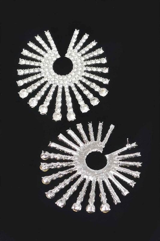 Rhinestone Fan Circle Earrings