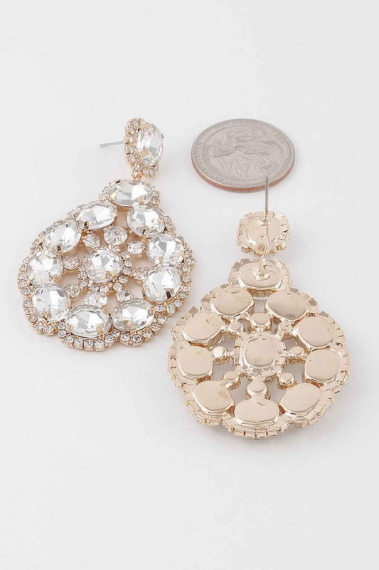 Multi Rhinestone Teardrop Earrings