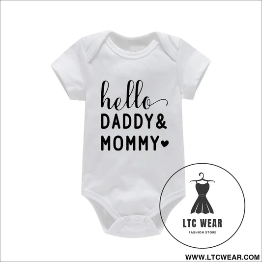Adorable cotton baby romper: ’i love mom & dad’ - daddy mommy / 9-12m - baby bodysuit