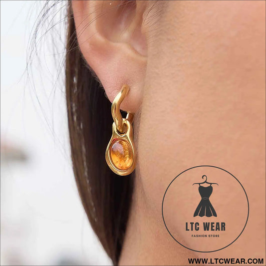 Amber Resin Geometric Drop Earrings