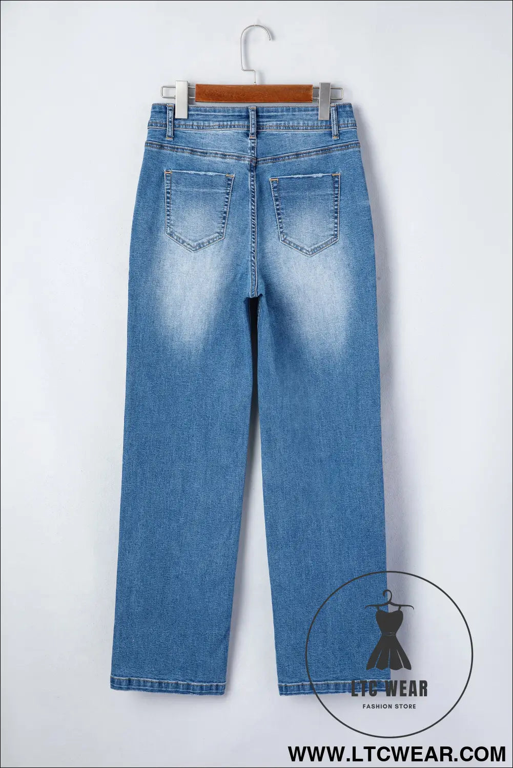 Ashleigh blue acid washed straight leg full length casual jeans - jeans