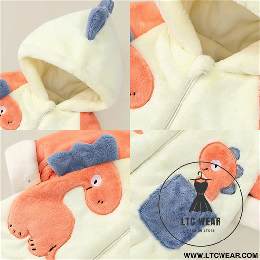 Baby one-piece clothes plush thickened autumn and winter new baby boys and girls romper cartoon crawling clothes winter