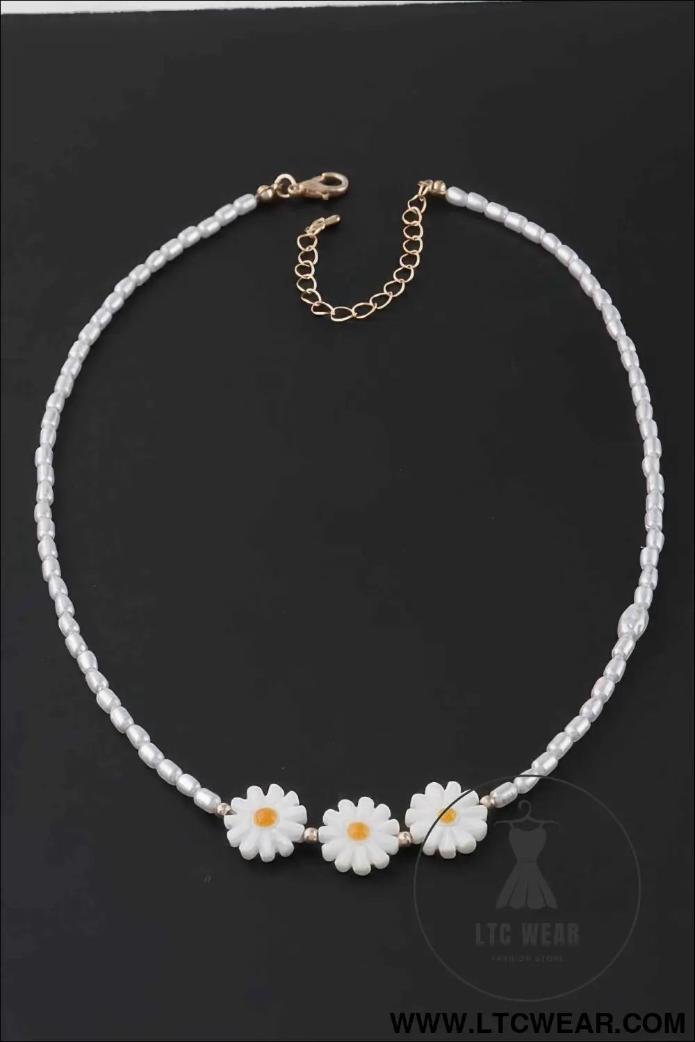 Beaded Flower Trio Necklace