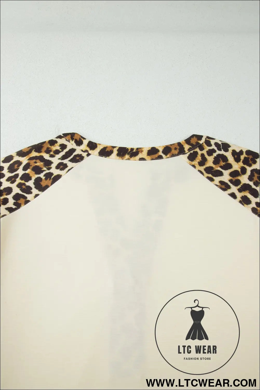 Beige Plus Size Leopard Contrast Patchwork Polo Tee - L.T.C Wear Online Fashion Store