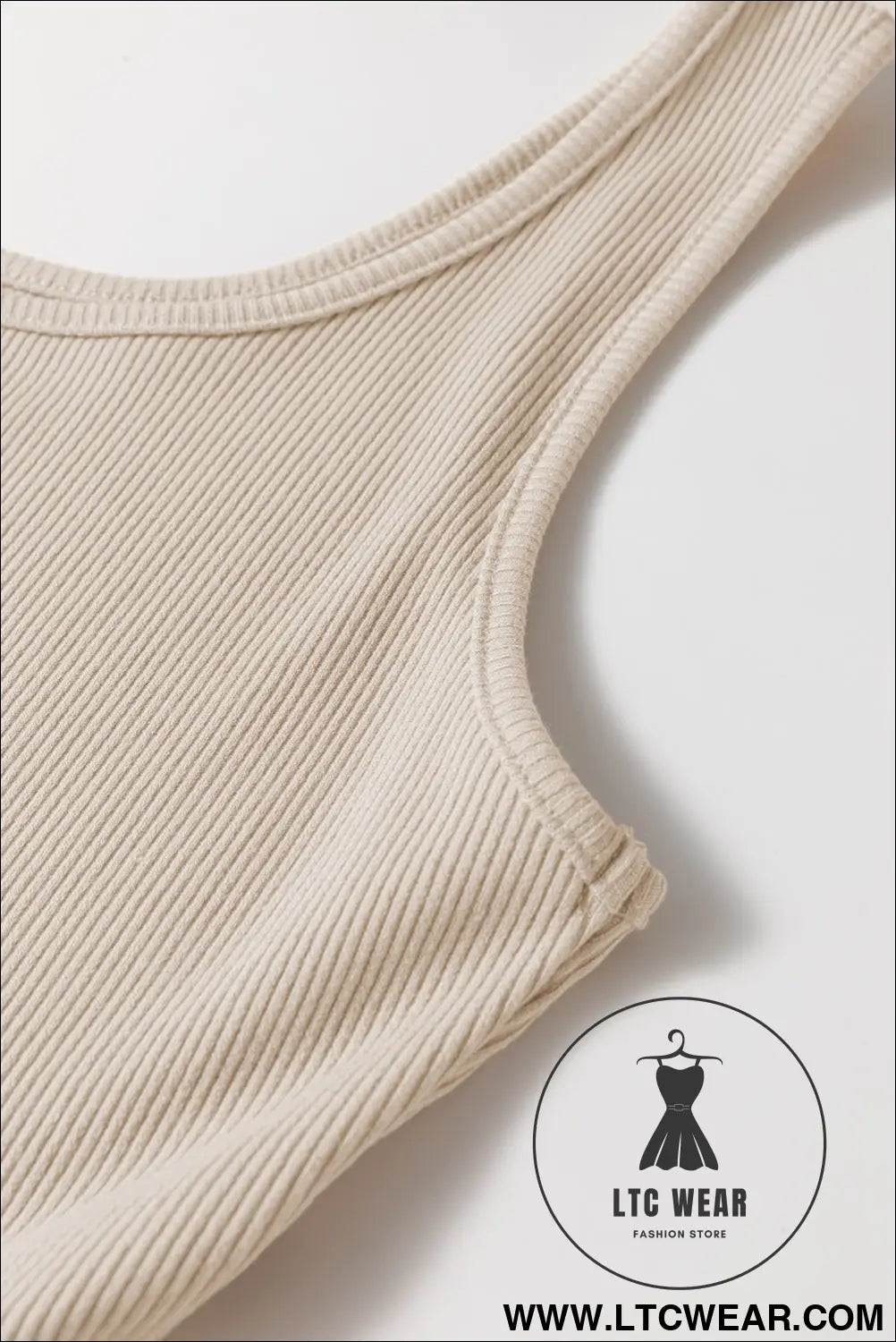 Beige scoop neck ribbed pleated sleeveless midi dress - 15%