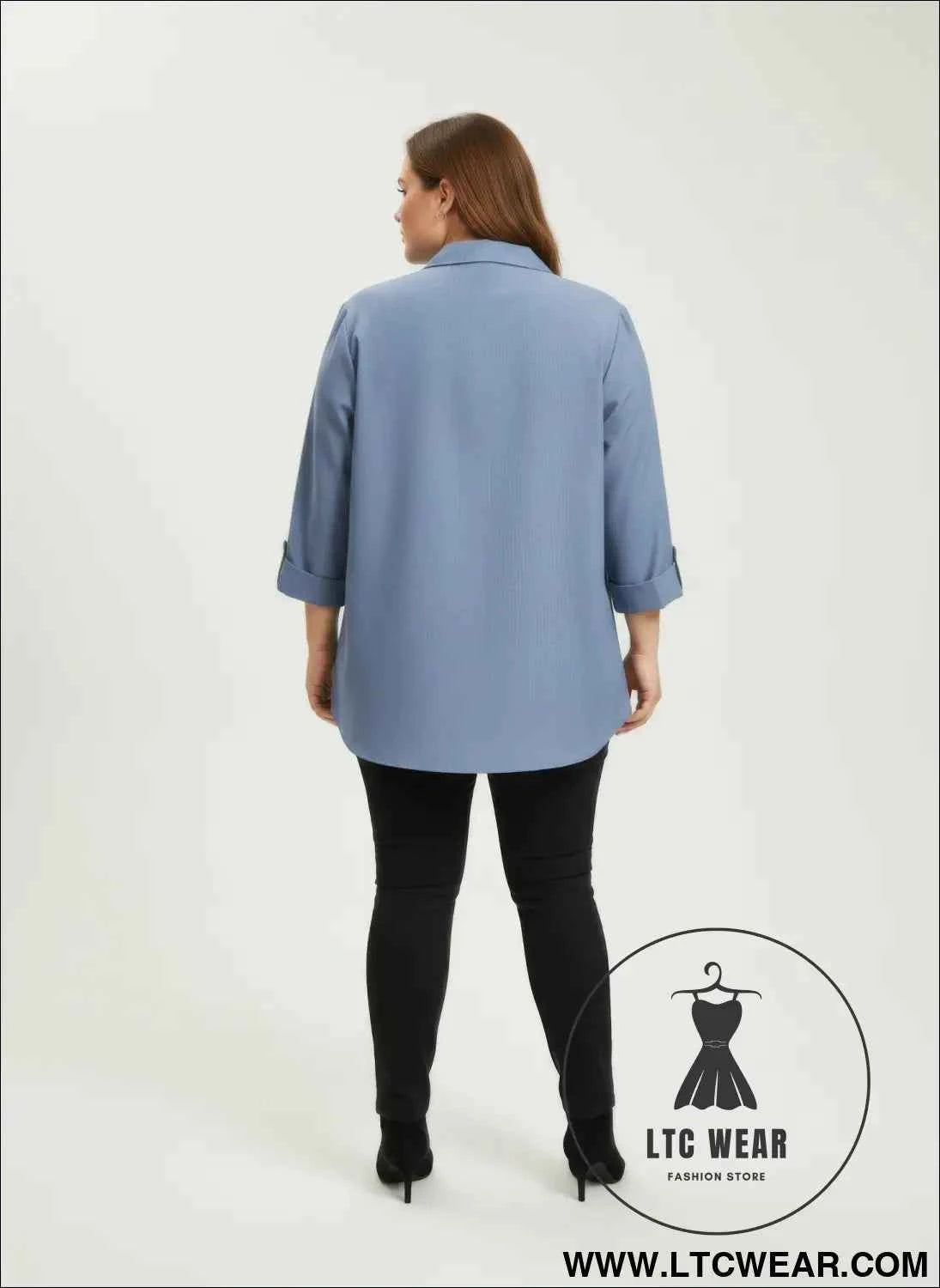 Blush Utility Blouse with Button Front and Roll Sleeve