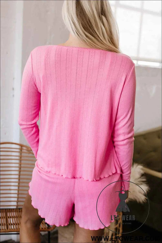 Bonbon Delicate Texture Cropped Cami Shorts and Cardigan 3pcs Lounge Set