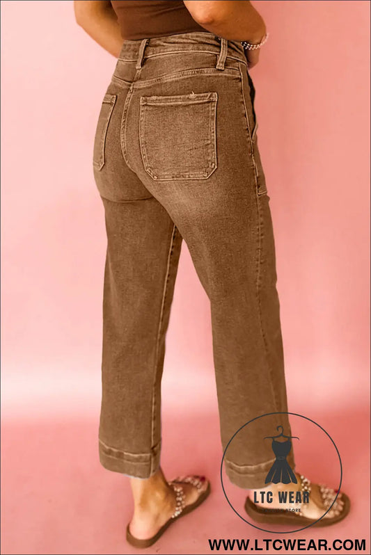 Breen cropped high rise wide leg jeans - jeans