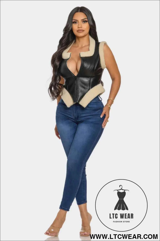Bucle Trim Leather Vest