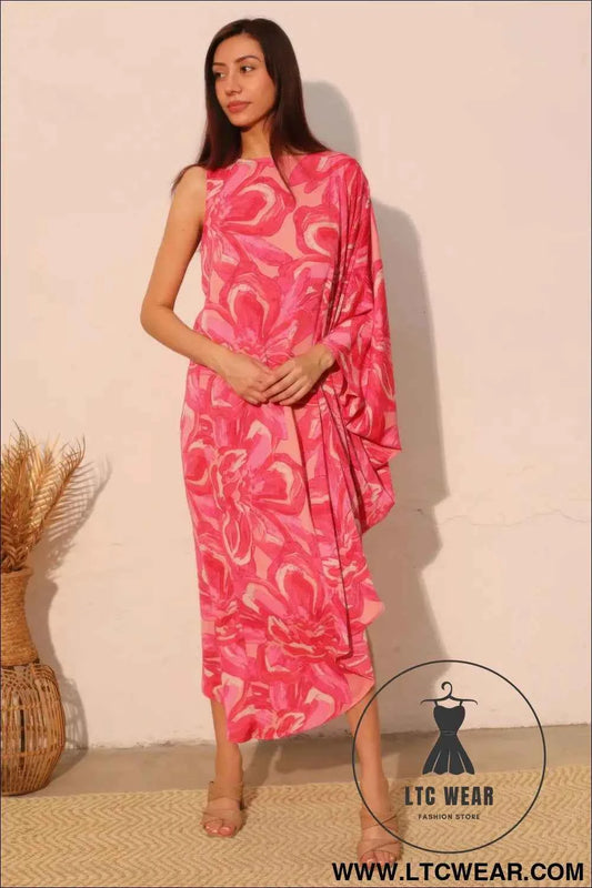 Chasing Petals One Sleeve Dress
