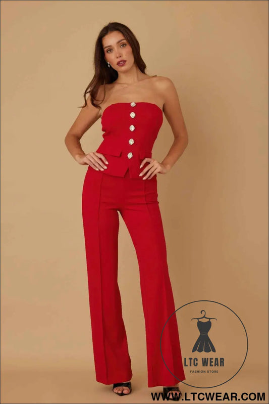 Classy Two Piece Sets With Oval Crystal Stone