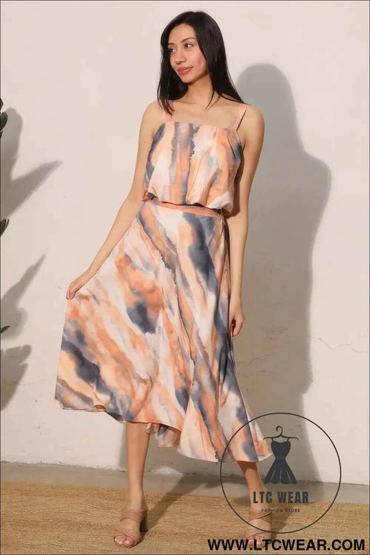 Cloud Tie Dye Midi Swing Skirt