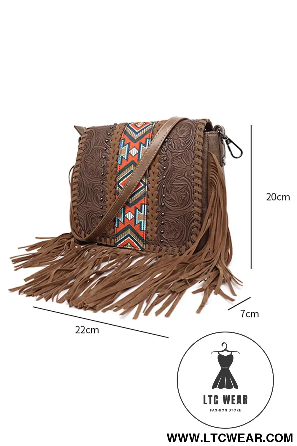 Coffee Western Aztec Bohemian Tassel PU Leather Bag - L.T.C Wear Online Fashion Store