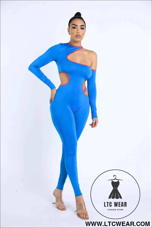 Color Binding Detailed Cutout Jumpsuit