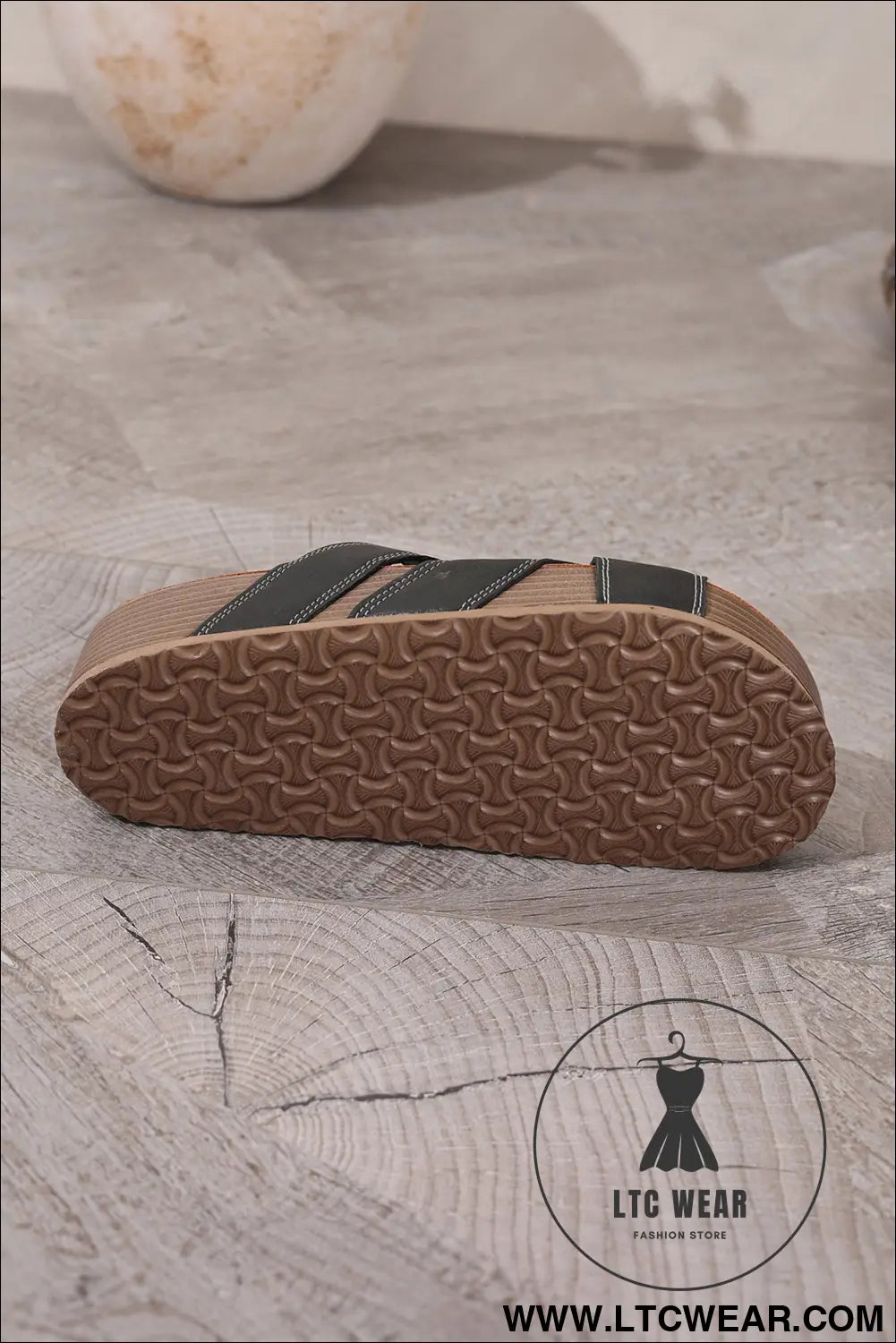 Color black Contrast Stitch Crossed Band Retro Platform Slippers - L.T.C Wear Online Fashion Store