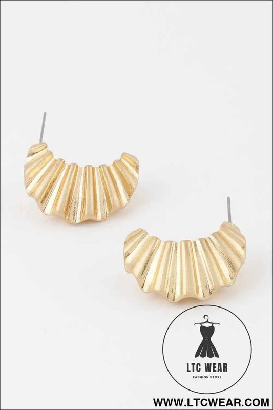 Crinkle Crescent Stud Earrings