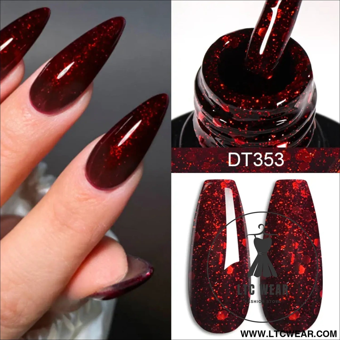 Crystal Red Soak-Off UV Gel - Nail Art Essential - L.T.C Wear Online Fashion Store