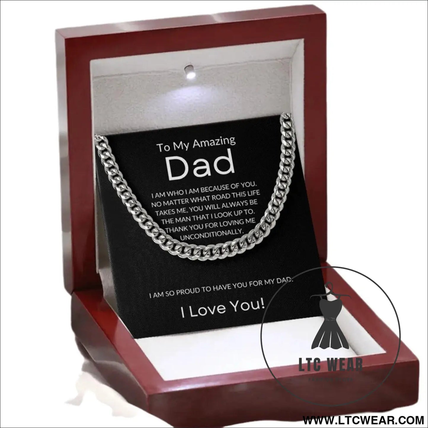 Cuban necklace thick chain collarbone chain accessory - necklace + card light box