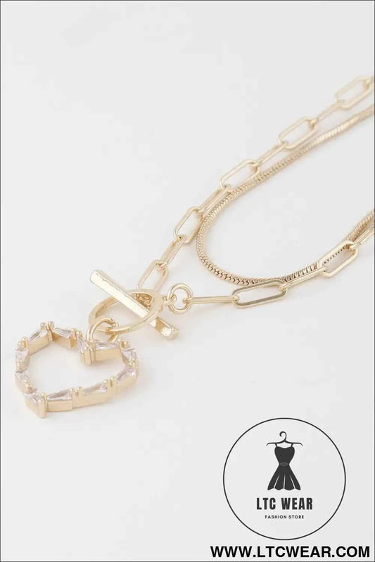 Double Heart Toggle Chain Necklace