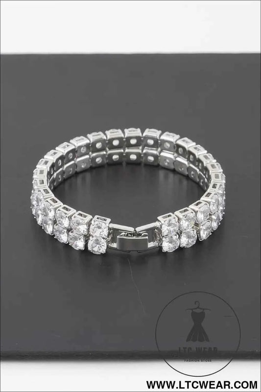 Double Rhinestone Clasp Bracelet
