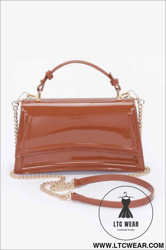 Enamel Top Handle Flap Bag