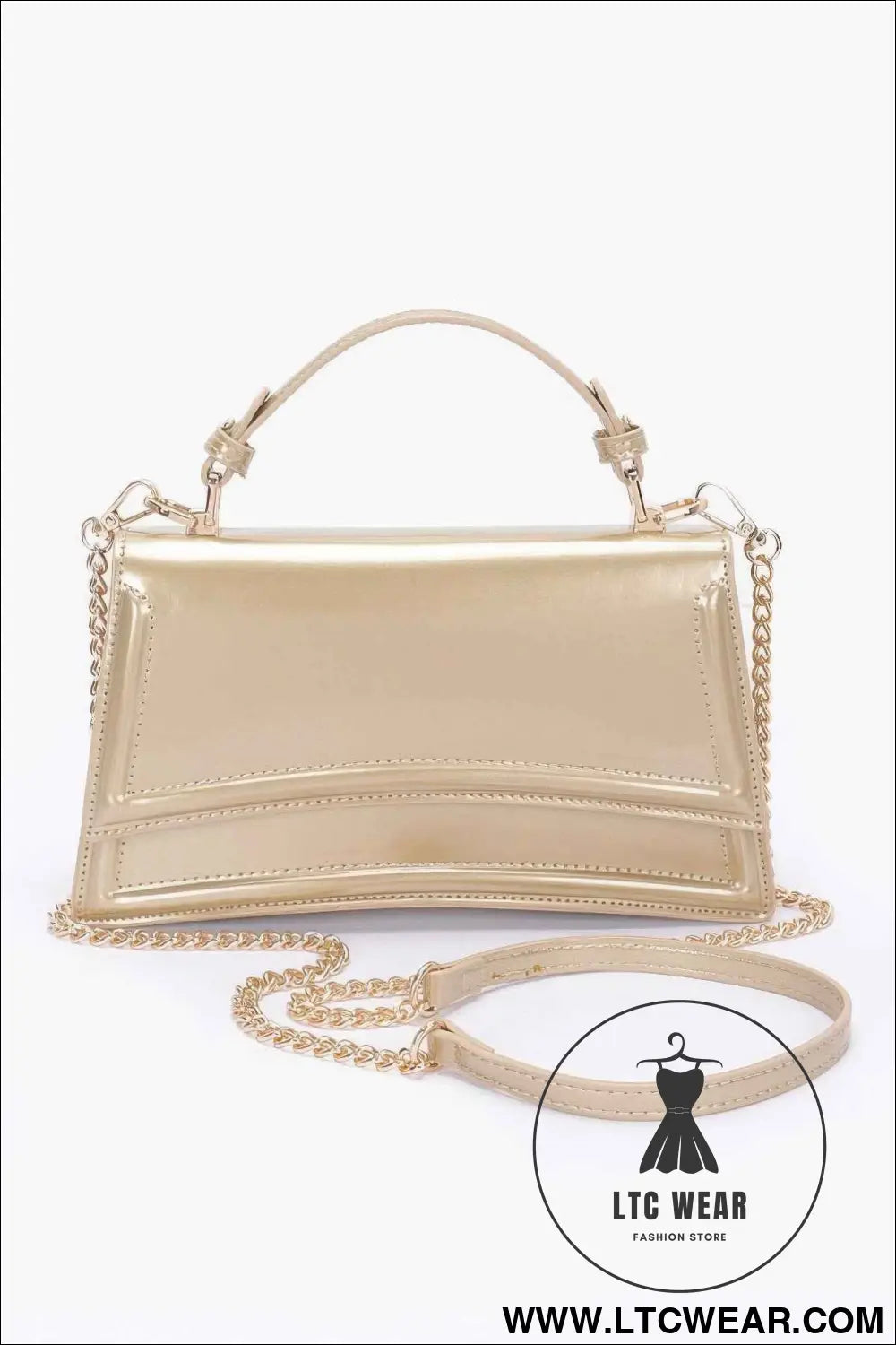 Enamel Top Handle Flap Bag