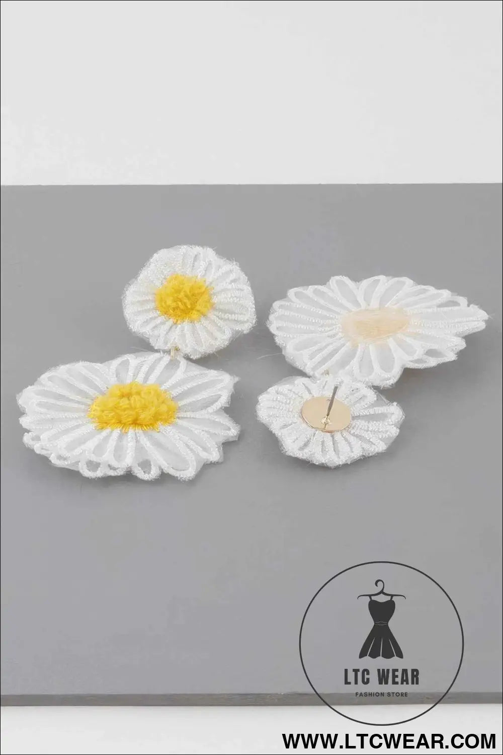 Fabric Daisy Flower Earrings