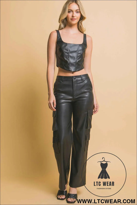 Faux leather corsetry