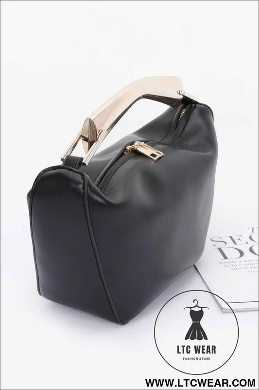 Faux Leather Metal Handle Bag