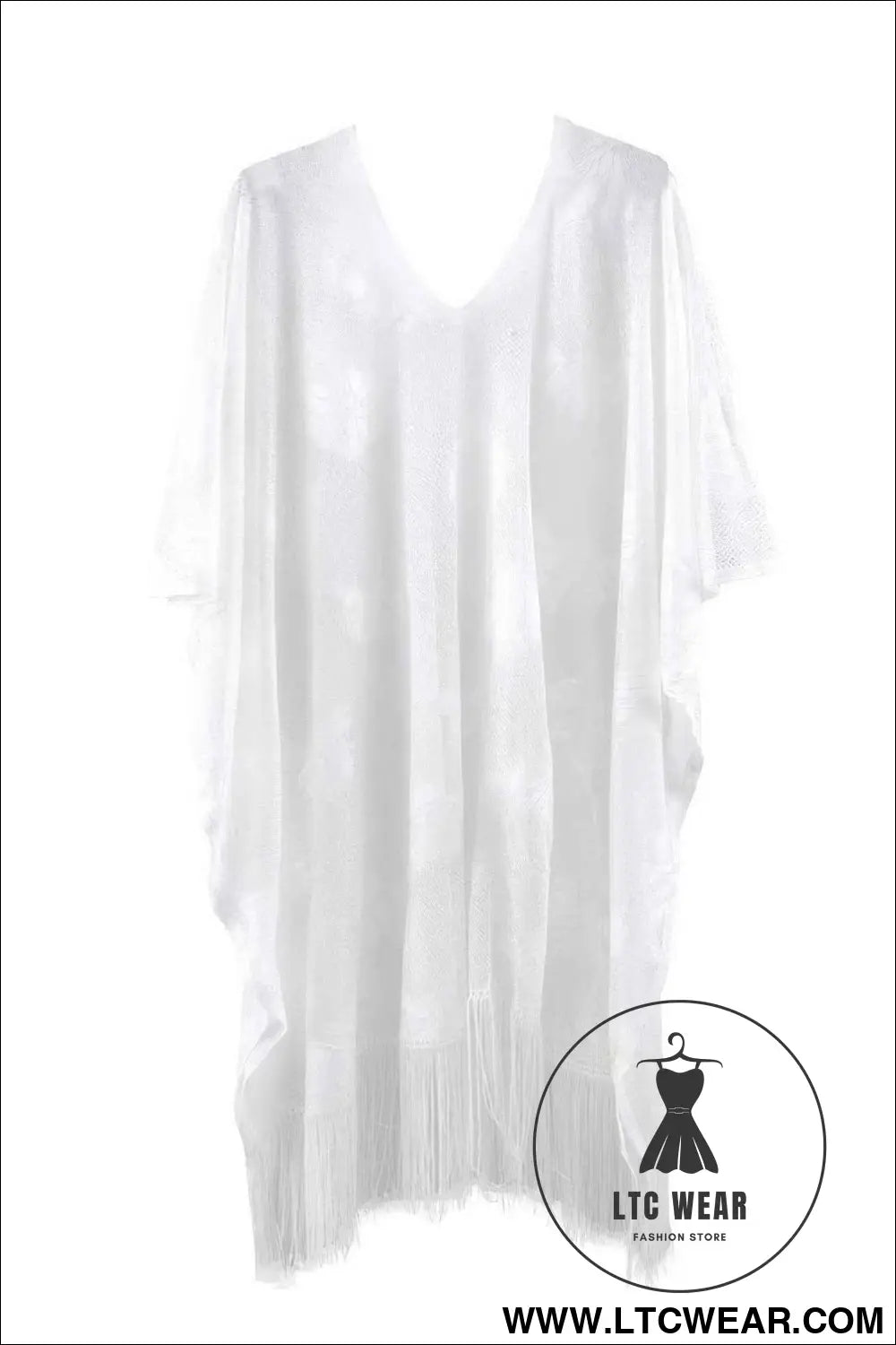 Floral Lace Poncho With Tassel