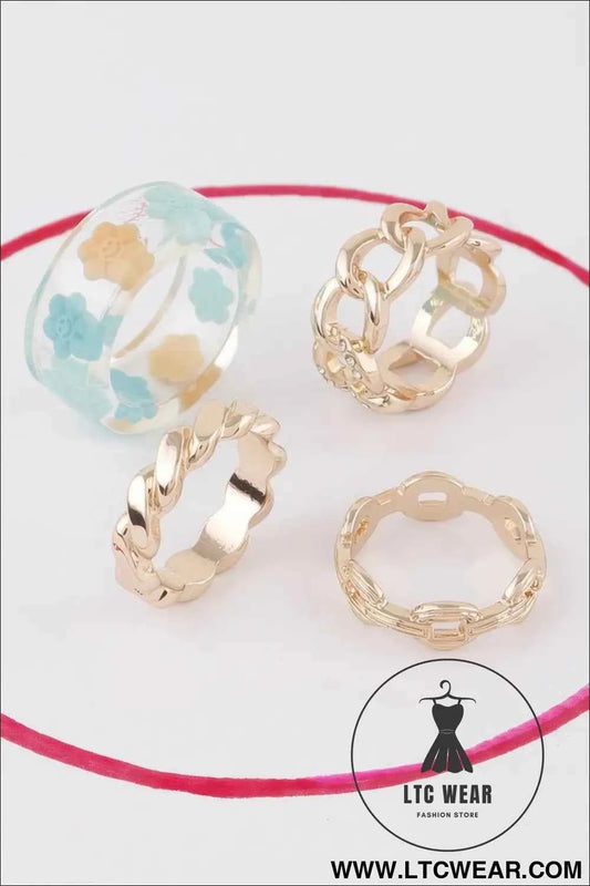 Flower N Chain Rings Set