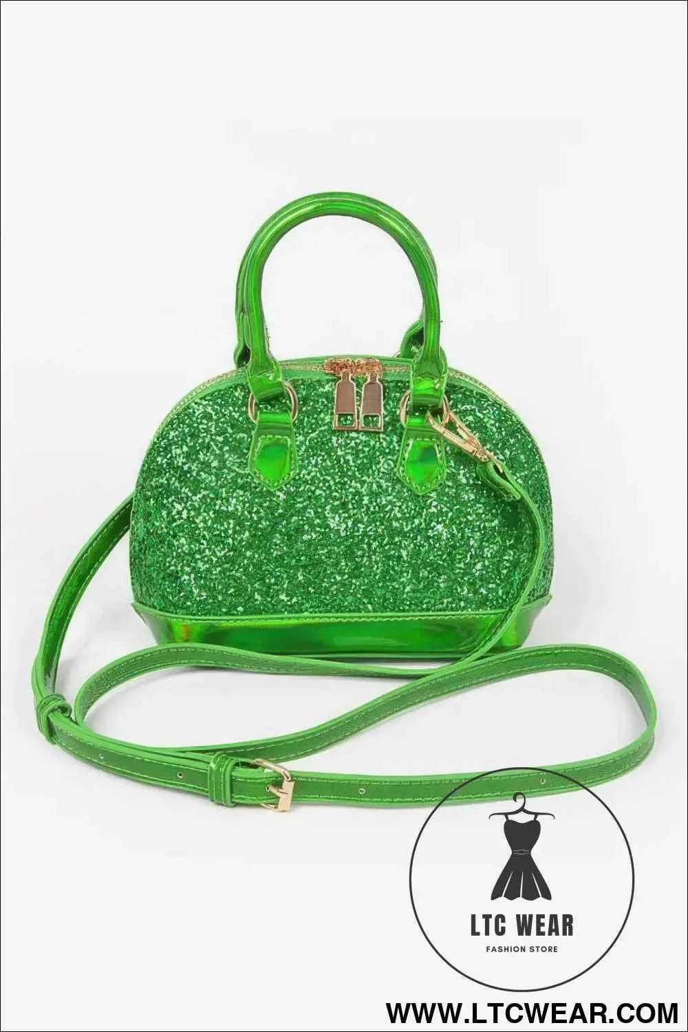 Glitter Mirror Crossbody Bag with Top Handle