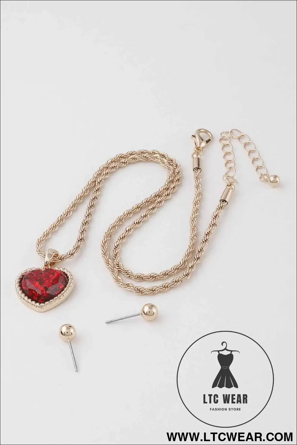 Glittered Heart Chain Necklace